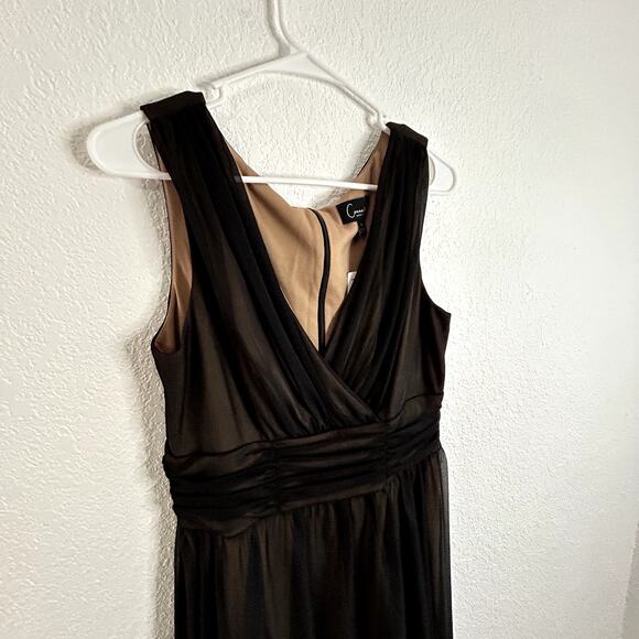 Connected Apparel Womens Black Gold Sleeveless Evening Gown Chiffon Sz 14 NWT - Picture 6 of 13